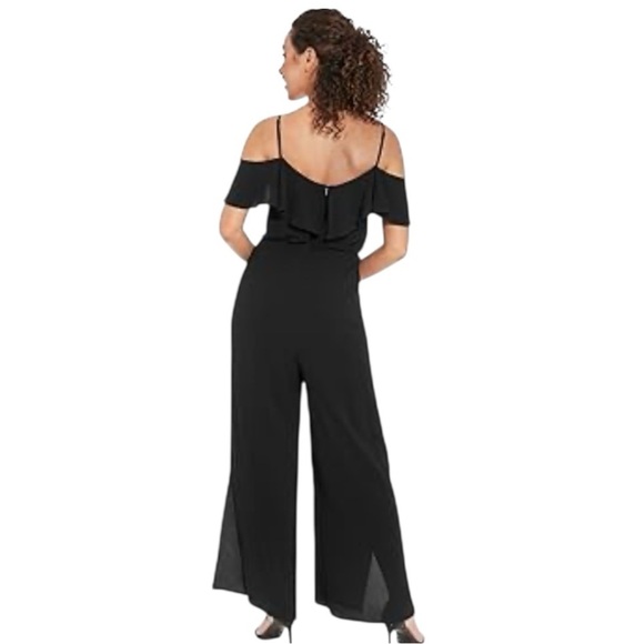 London Times Women’s Cold Shoulder Ruffle Tank Jumpsuit Flowy Wide Leg NWT - Picture 3 of 15